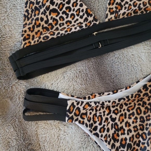 😻😻 LARGE SEXY STRAPPY LEOPARD PRINT BIKINI - Picture 2 of 7